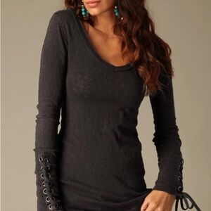 Free People Vintage Lace Up Cuff Thermal Size Small